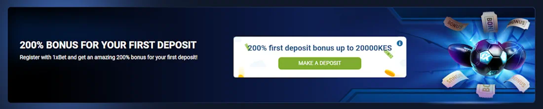 1xBet Welcome Bonus Screenshot